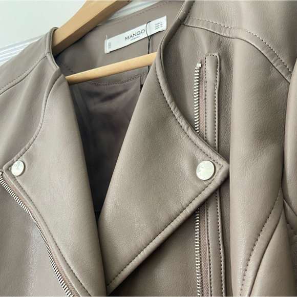 MANGO NWOT Biker Leather Jacket -L - Picture 14 of 15